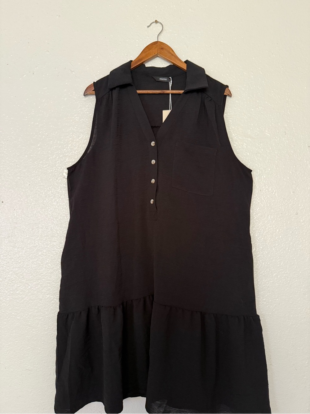 DOKOTOO Sleeveless Black Mini Shirt Dress - Classic Women's size XL - Picture 2 of 8